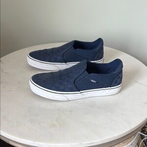 Vans Blue Slip-On Sneakers with Canvas Upper